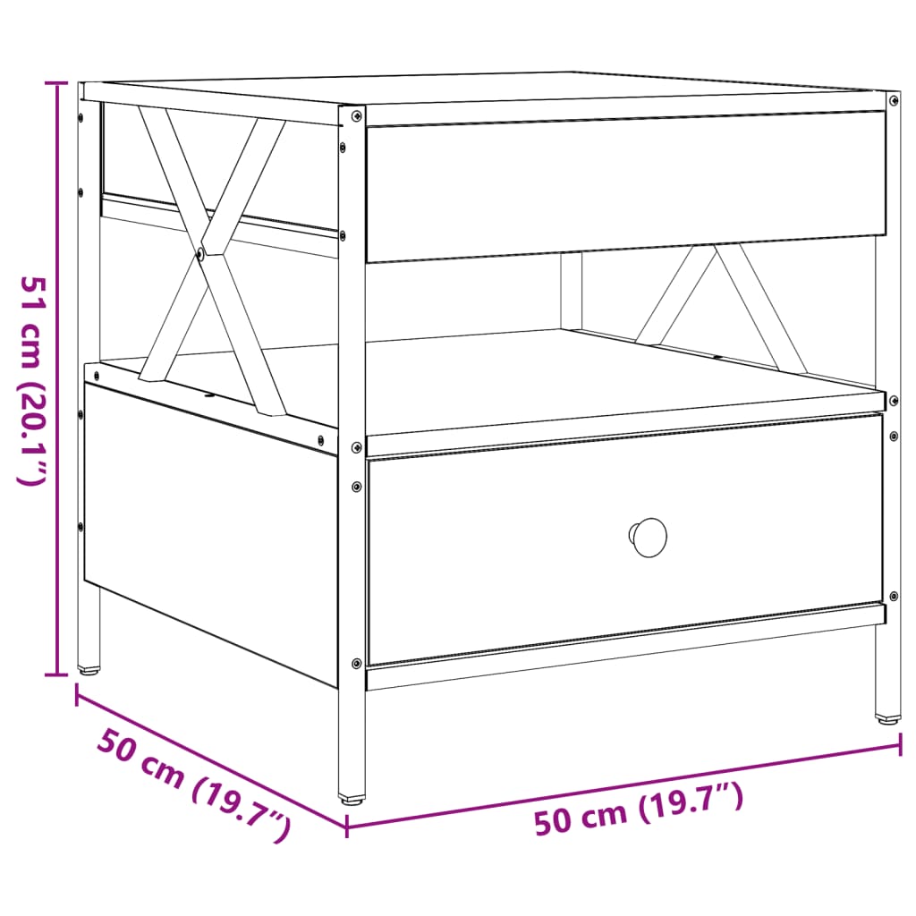 vidaXL Mesa de centro con Infinity LED gris Sonoma 50x50x51 cm