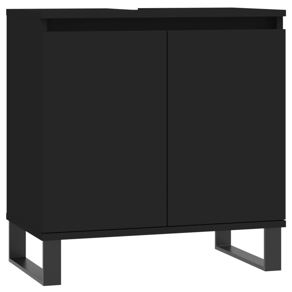 vidaXL Juego de muebles de baño 3 pzas madera contrachapada negro