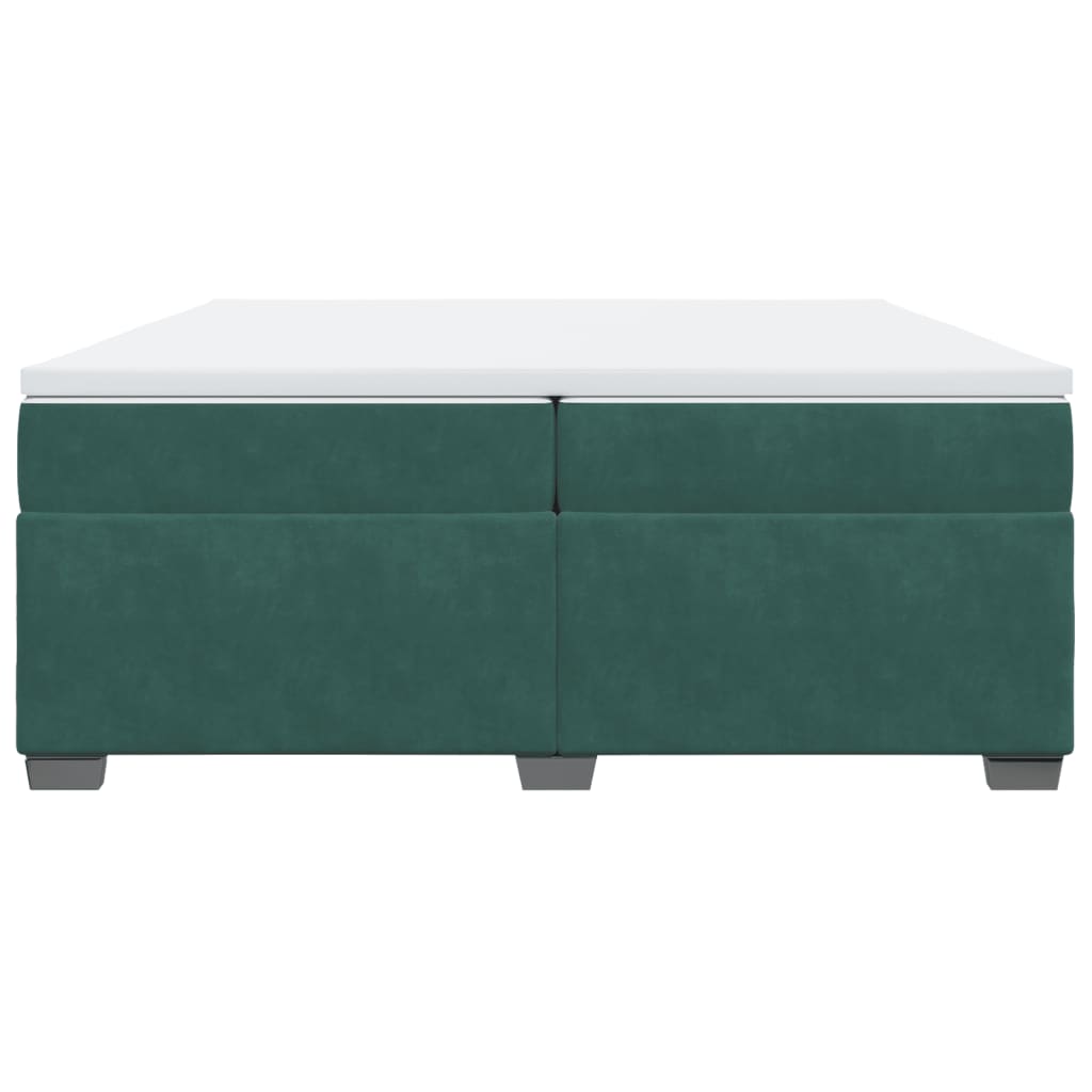 vidaXL Cama box spring con colchón terciopelo verde oscuro 200x200 cm