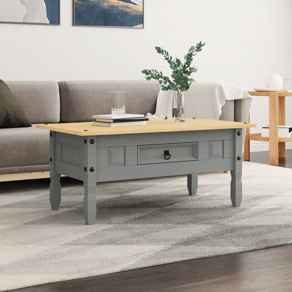 vidaXL Mesa de centro Corona Range pino mexicano gris 100x55x44 cm