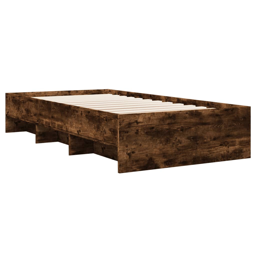 vidaXL Estructura cama sin colchón madera roble ahumado 75x190 cm