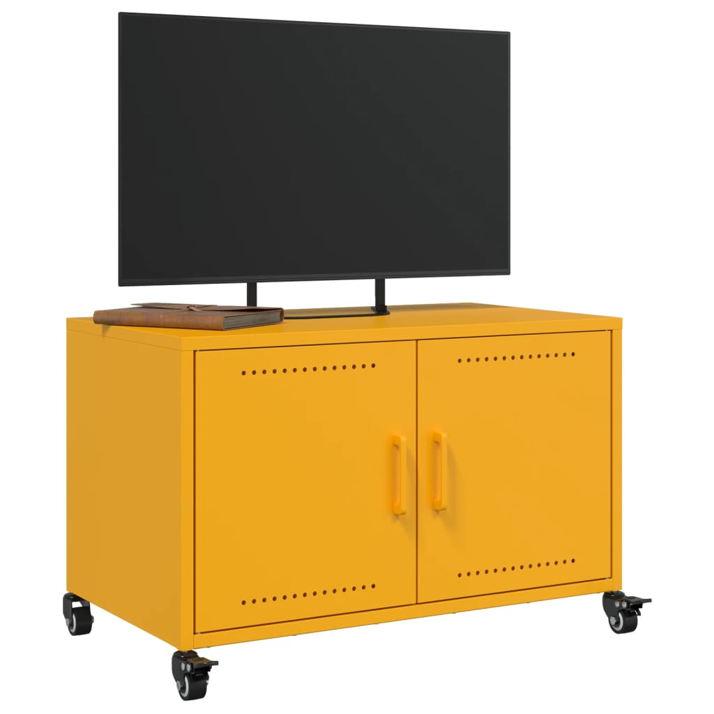 vidaXL Mueble de TV acero amarillo mostaza 68x39x43,5 cm