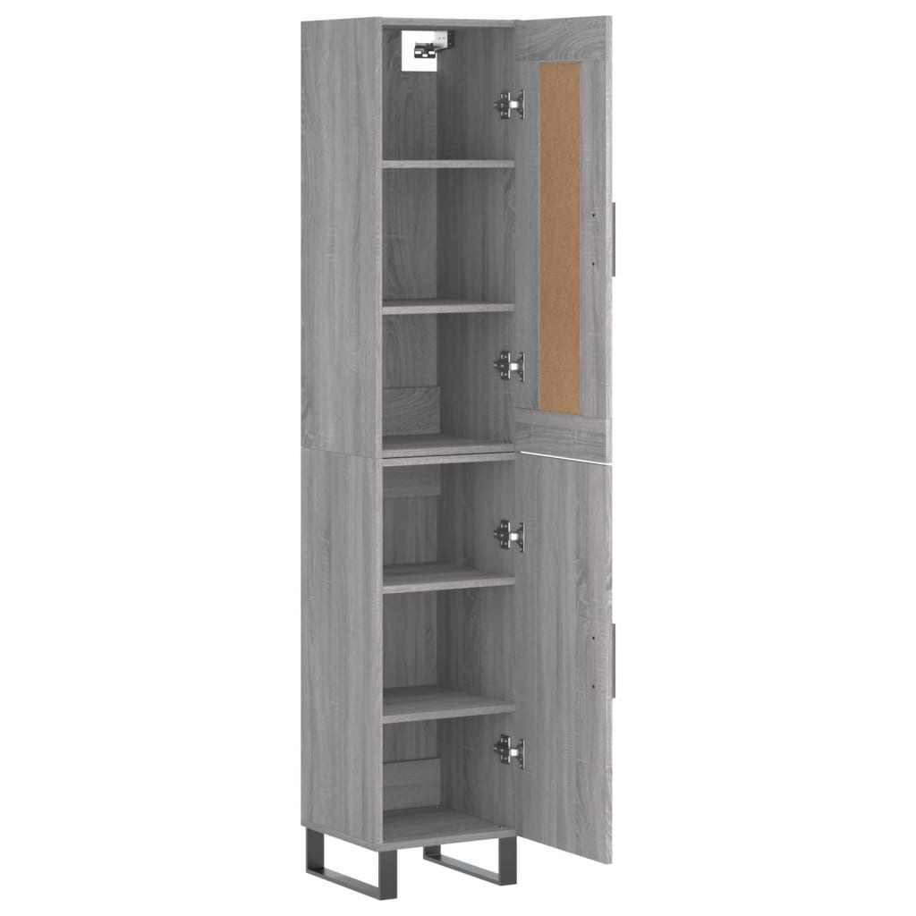 vidaXL Aparador alto madera contrachapada gris Sonoma 34,5x34x180 cm