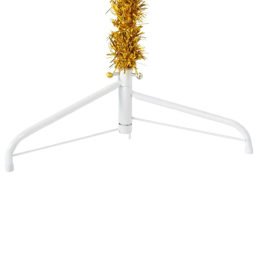 vidaXL Medio árbol de Navidad artificial con soporte dorado 210 cm