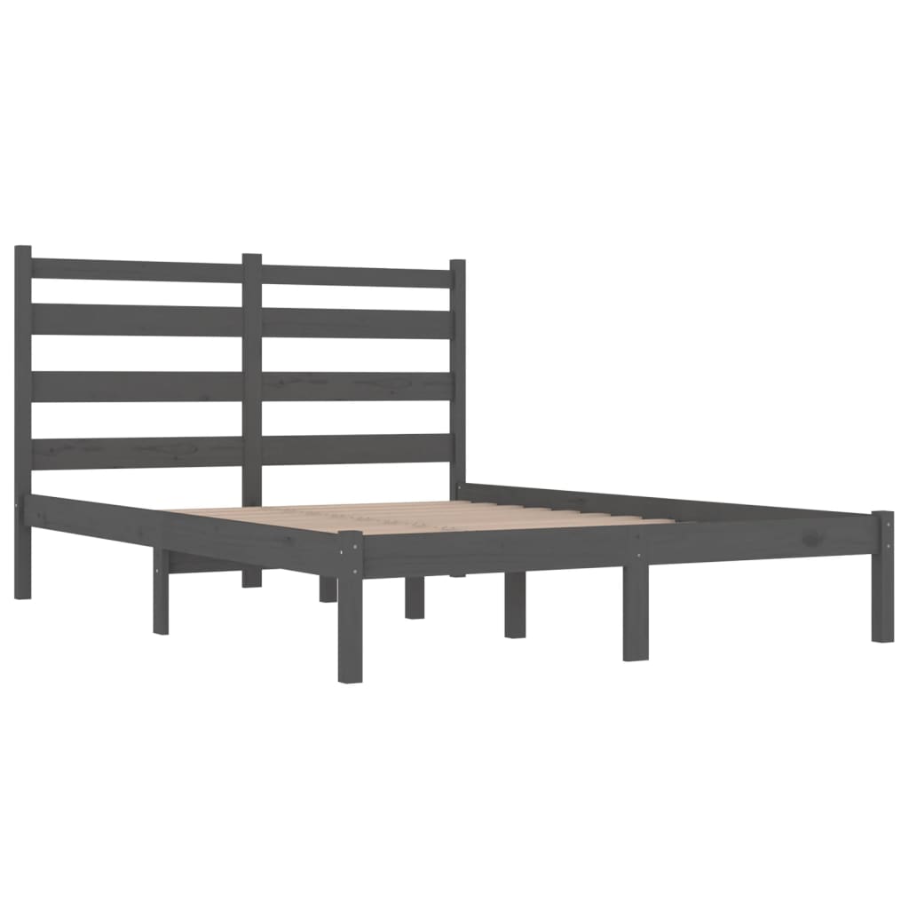 vidaXL Estructura de cama de madera maciza de pino gris 200x200 cm