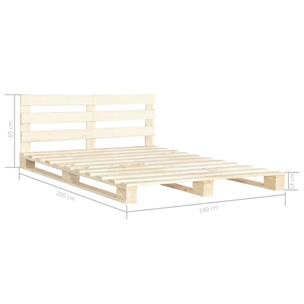 vidaXL Estructura cama palets y cabecero madera maciza pino 140x200 cm