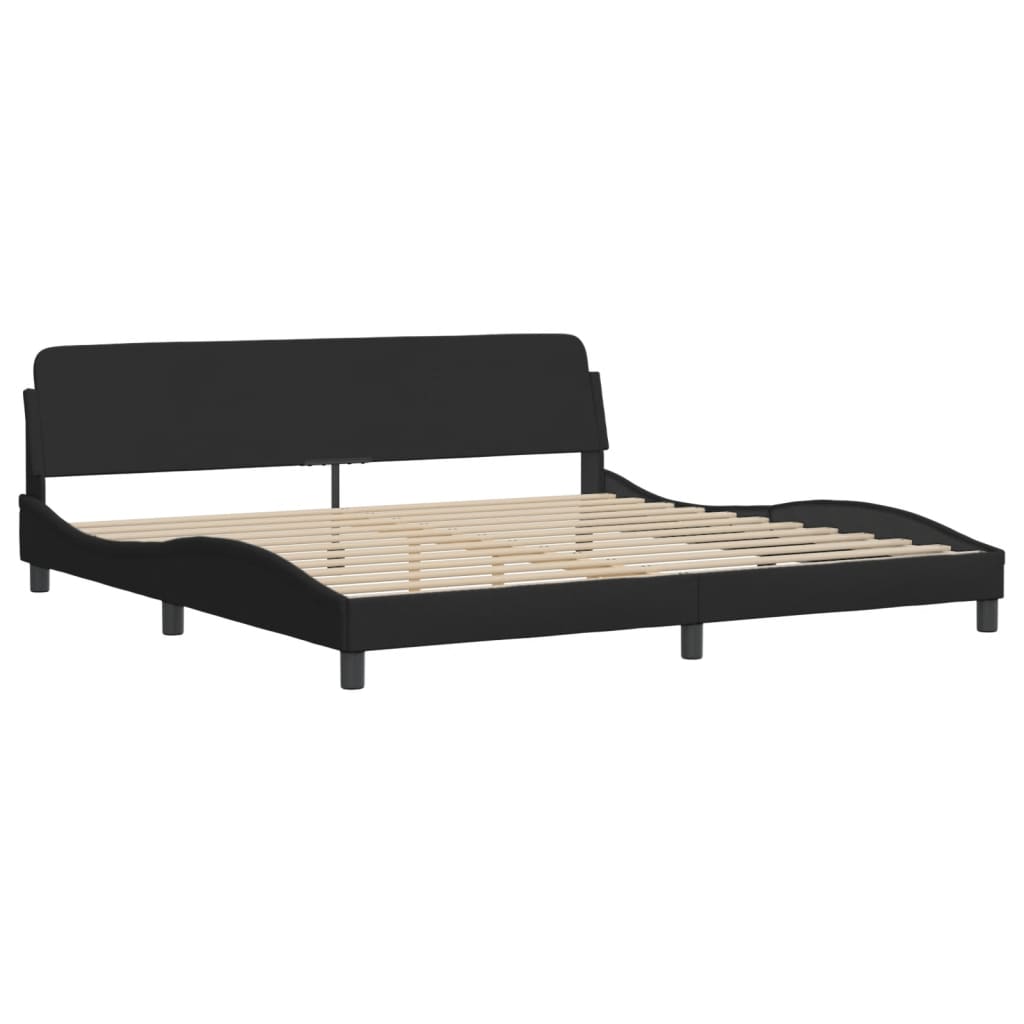 vidaXL Estructura de cama con luces LED tela negro 200x200 cm