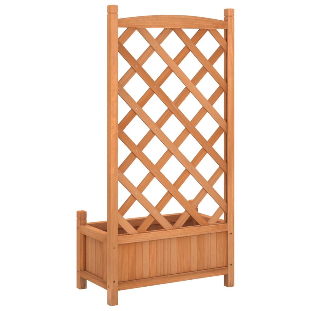 vidaXL Jardinera con enrejado de madera maciza de abeto marrón