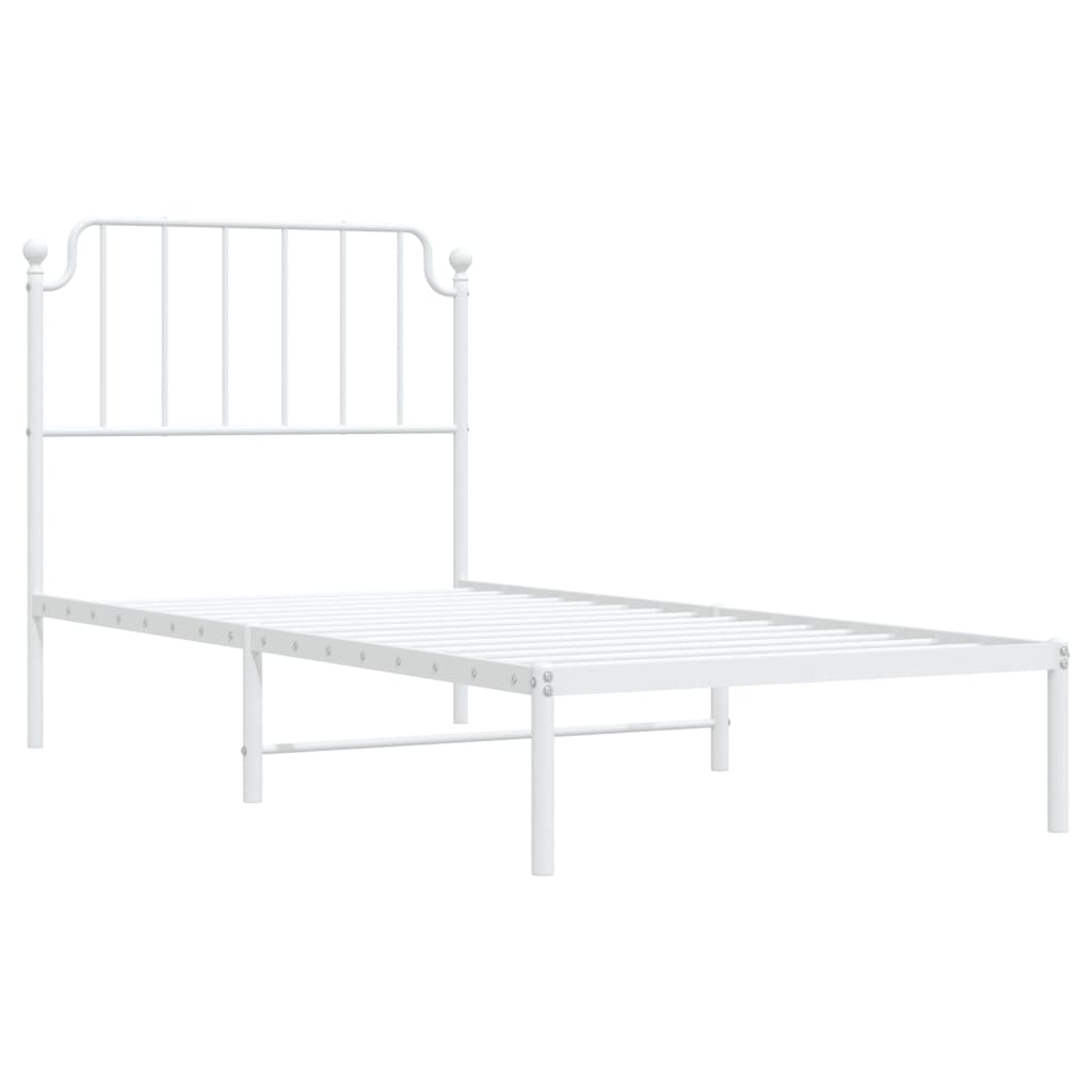 vidaXL Estructura cama sin colchón con cabecero metal blanco 90x200 cm