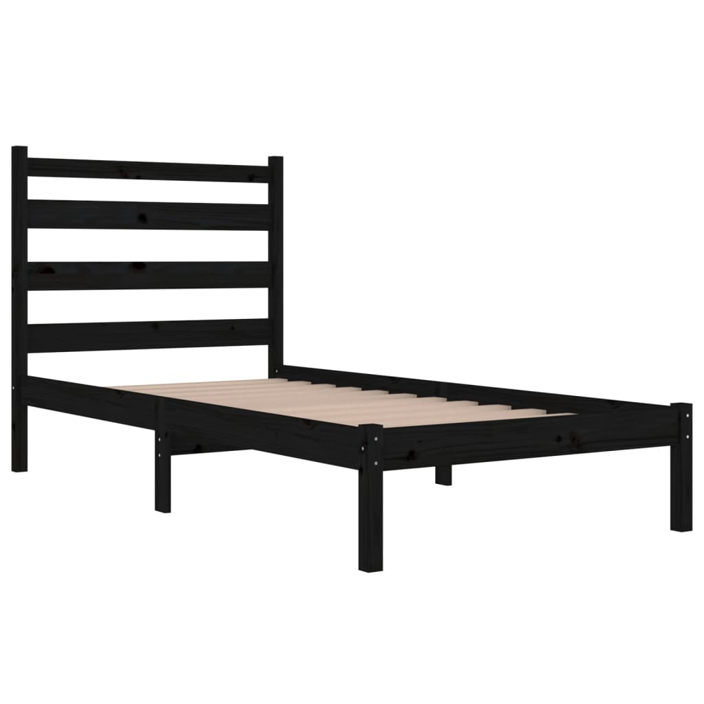 vidaXL Estructura de cama madera maciza de pino negro 75x190 cm