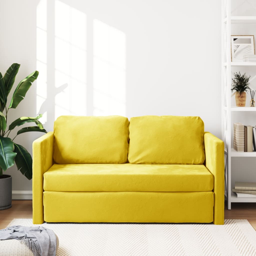 vidaXL Sofá cama suelo 2 en 1 terciopelo amarillo oscuro 122x204x55 cm