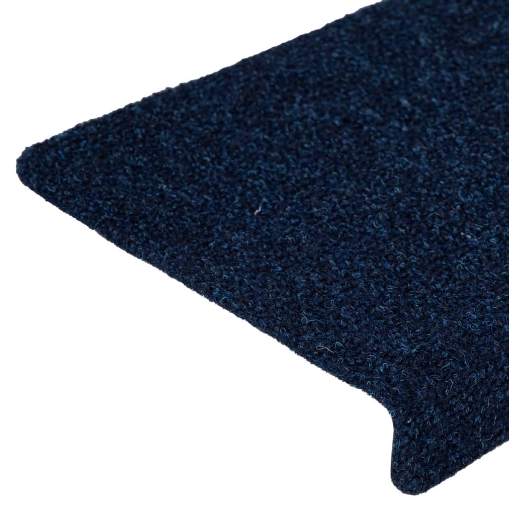 vidaXL Alfombrilla de escaleras 15 uds tela punzonada azul 65x21x4 cm