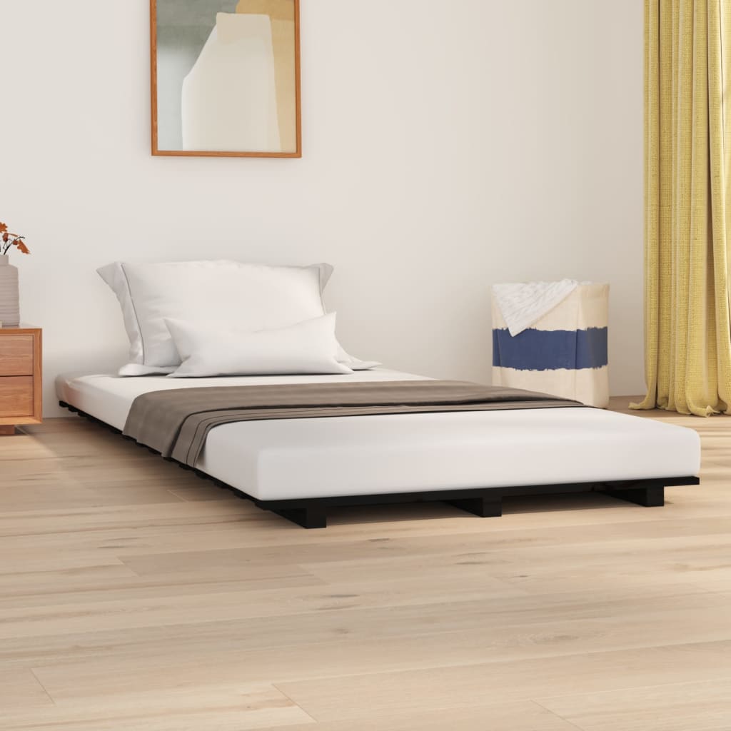 vidaXL Estructura de cama madera maciza de pino negro 100x200 cm