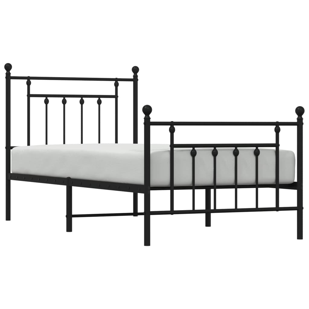 vidaXL Estructura cama sin colchón con estribo metal negro 90x190 cm