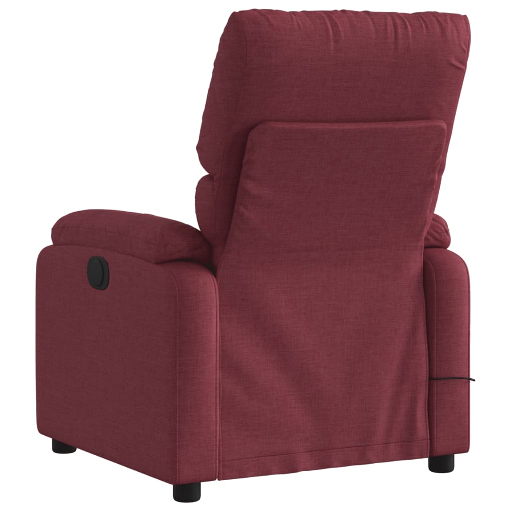 vidaXL Sillón de masaje reclinable de tela color vino tinto