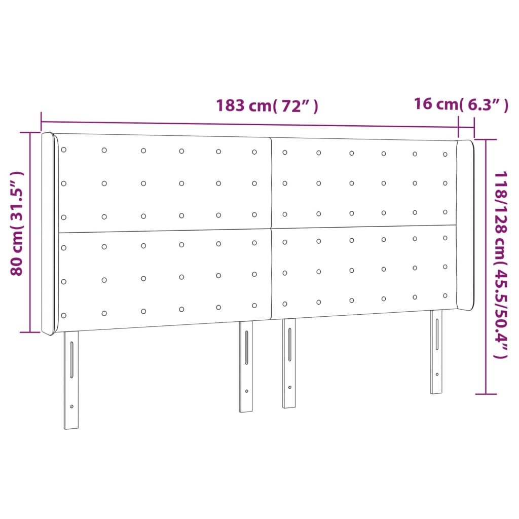 vidaXL Cabecero con LED de tela gris oscuro 183x16x118/128 cm