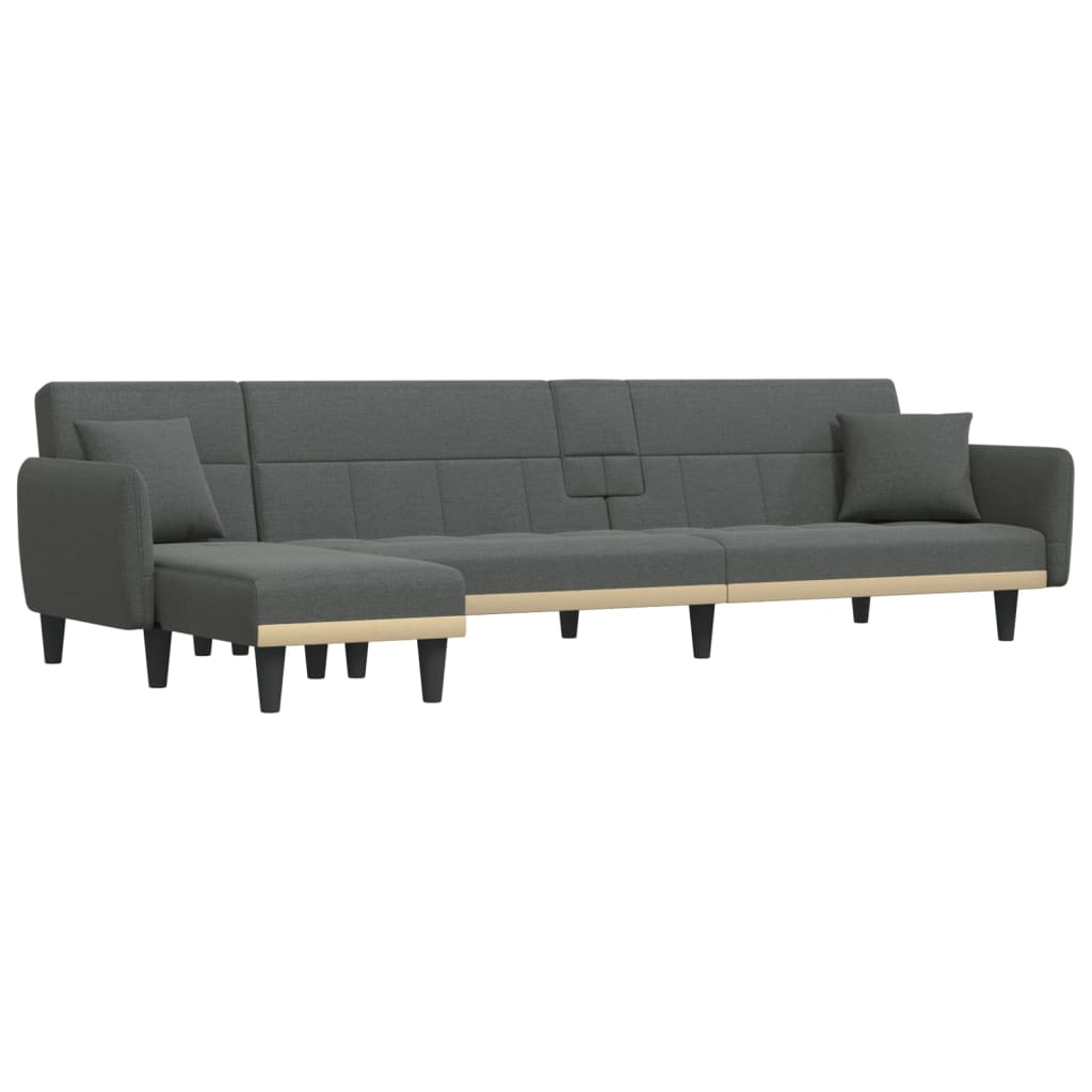 vidaXL Sofá cama en forma de L tela gris oscuro 275x140x70 cm