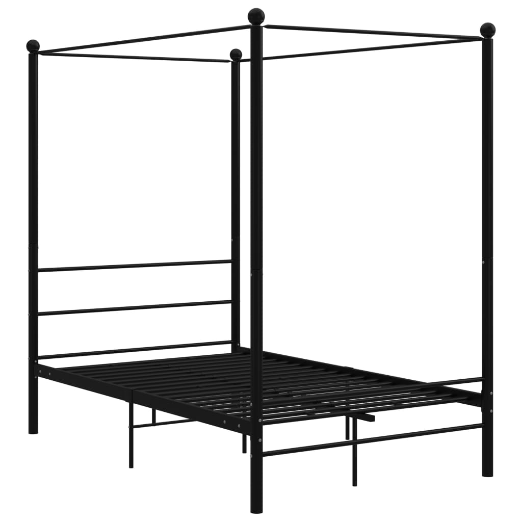 vidaXL Estructura de cama con dosel sin colchón metal negro 140x200 cm