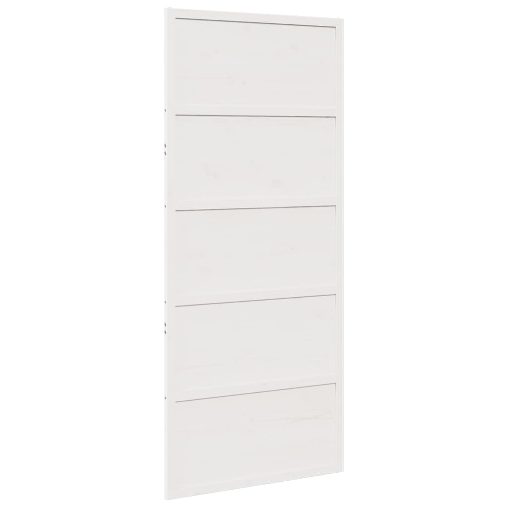 vidaXL Puerta de granero madera maciza pino blanca 90x208 cm