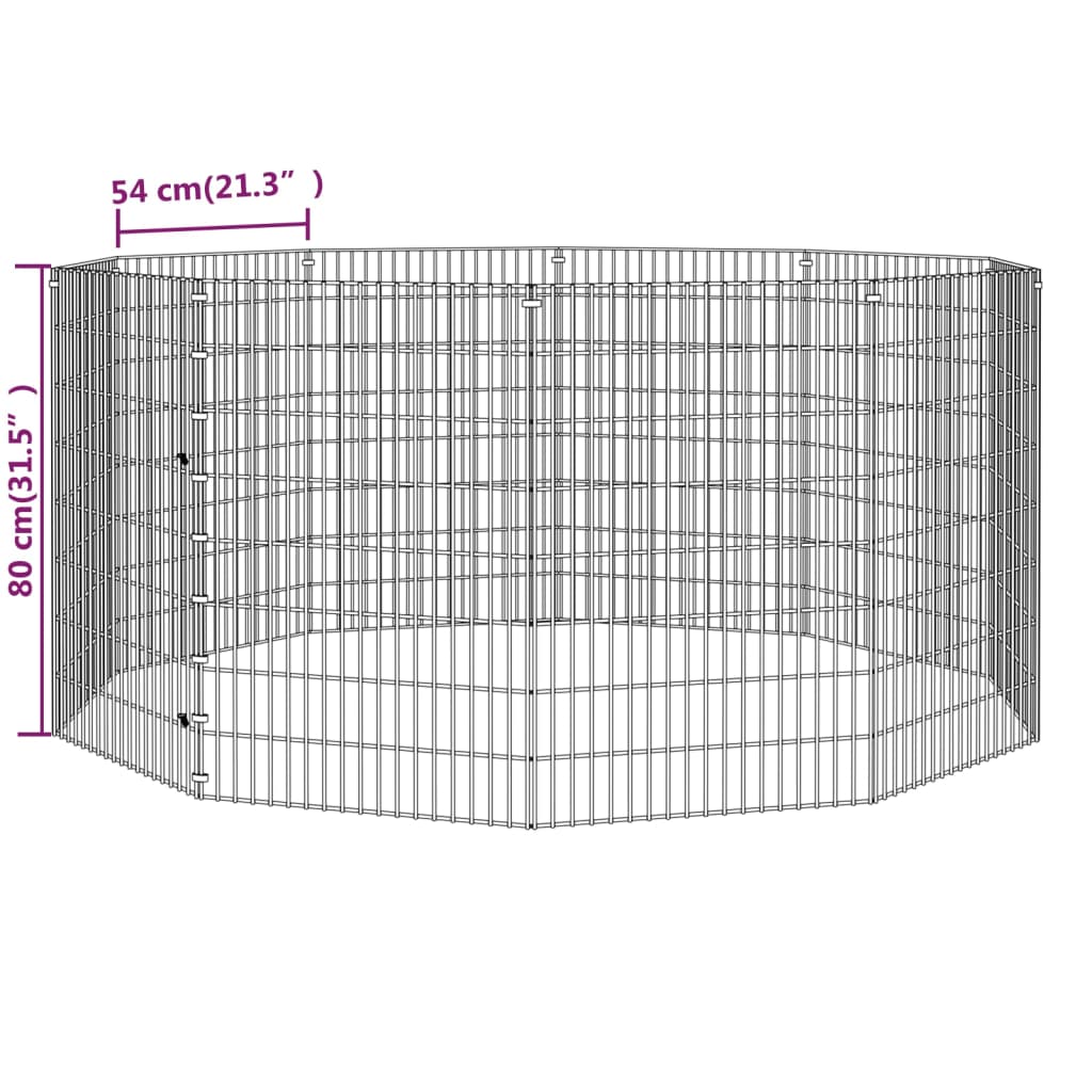 vidaXL Recinto animales corral 10 paneles hierro galvanizado 54x80 cm