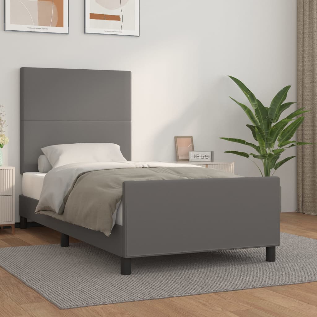 vidaXL Estructura de cama con cabecero cuero sintético gris 80x200 cm