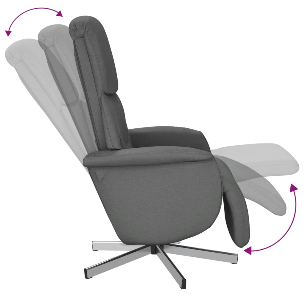 vidaXL Sillón reclinable con reposapiés tela gris oscuro