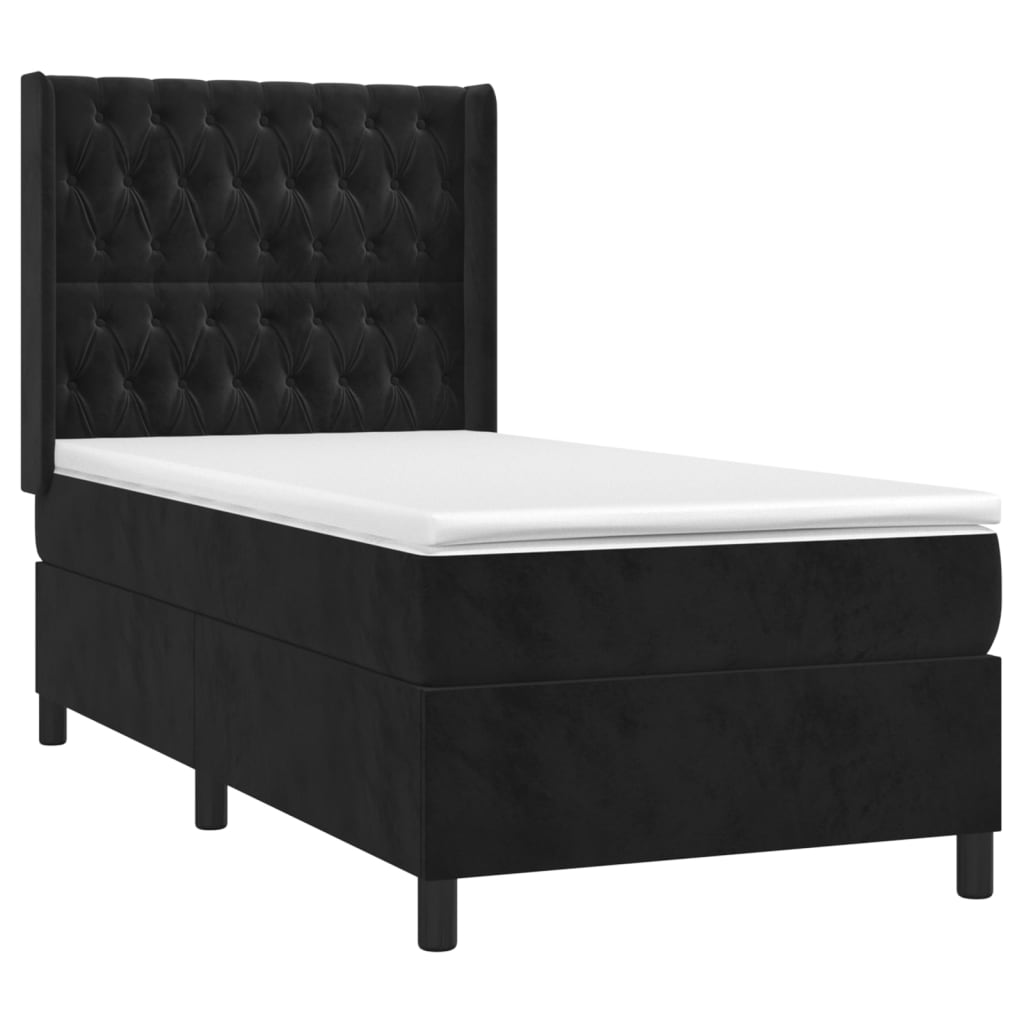 vidaXL Cama box spring con colchón terciopelo negro 100x200 cm