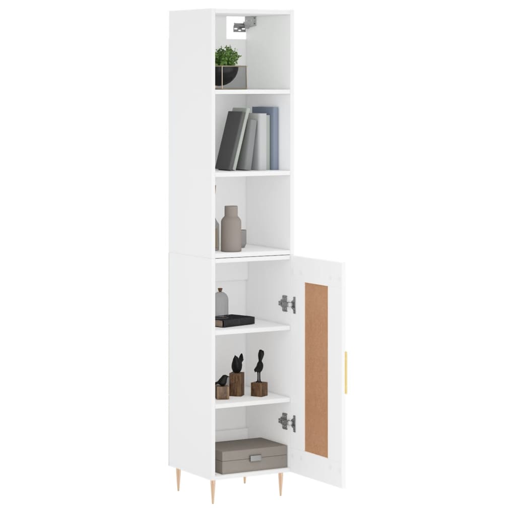 vidaXL Aparador alto madera contrachapada blanco 34,5x34x180 cm