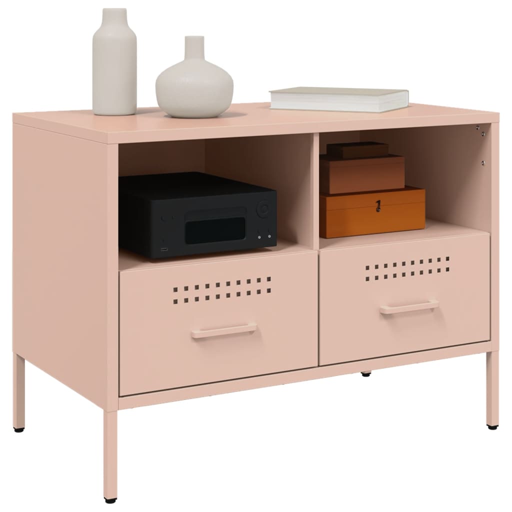 vidaXL Mueble para TV acero rosa 68x39x50,5 cm