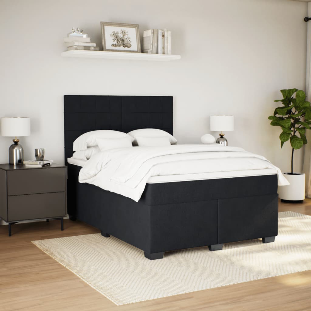 vidaXL Cama box spring con colchón terciopelo negro 140x190 cm