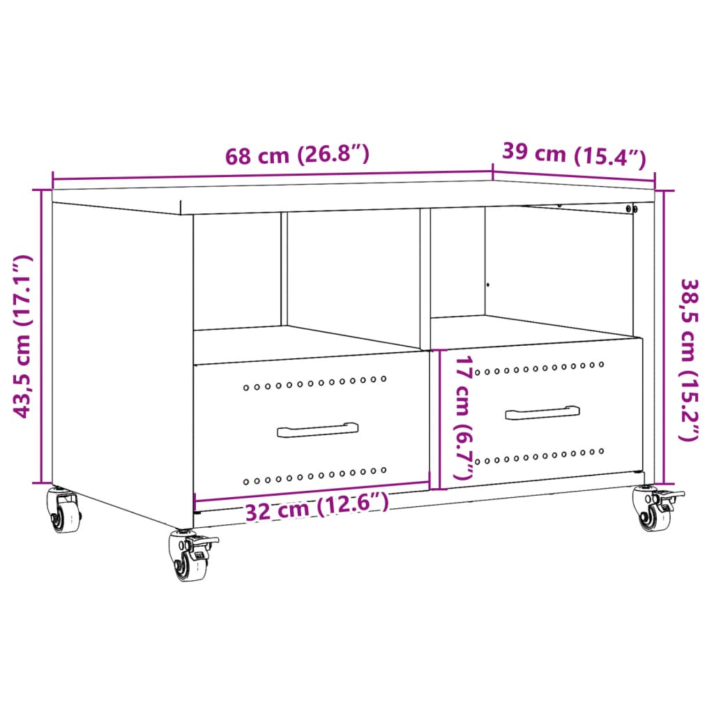 vidaXL Mueble de TV de acero verde oliva 68x39x43,5 cm