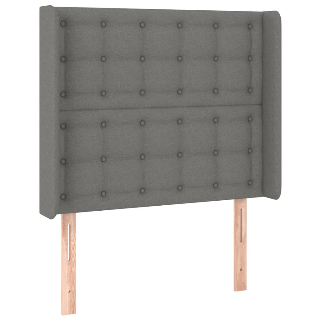 vidaXL Cama box spring colchón y luces LED tela gris oscuro 90x200 cm