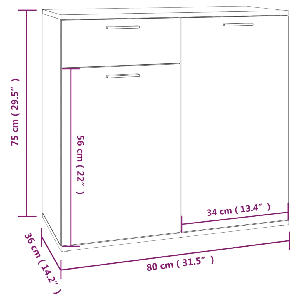 vidaXL Aparador madera contrachapada roble ahumado 80x36x75 cm