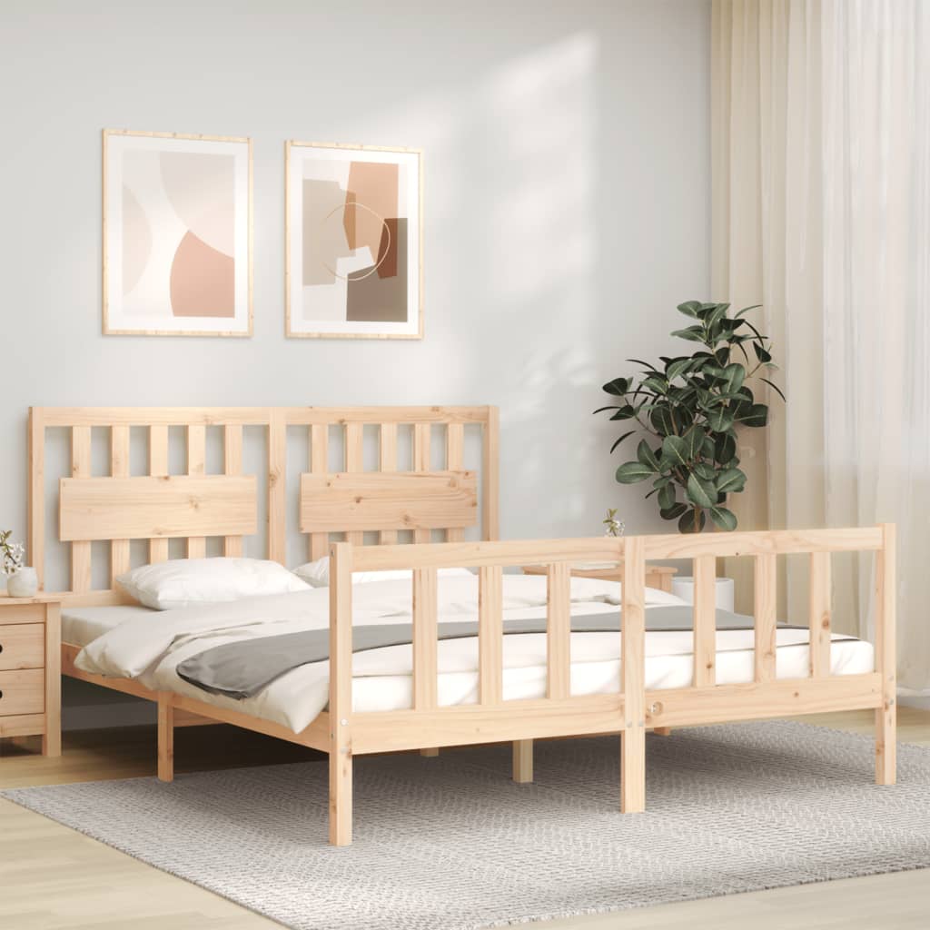 vidaXL Estructura de cama con cabecero madera maciza 160x200 cm