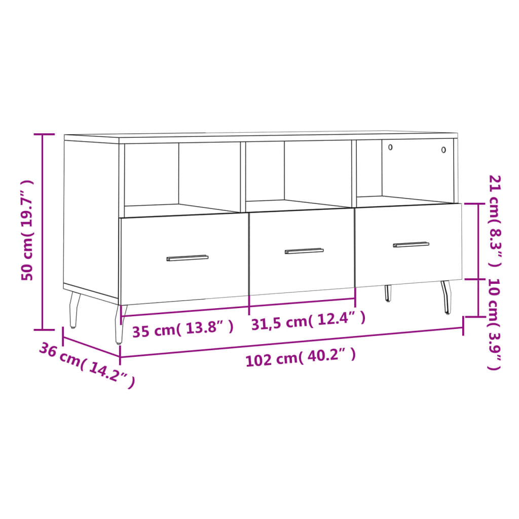 vidaXL Mueble de TV madera de ingeniería gris hormigón 102x36x50 cm