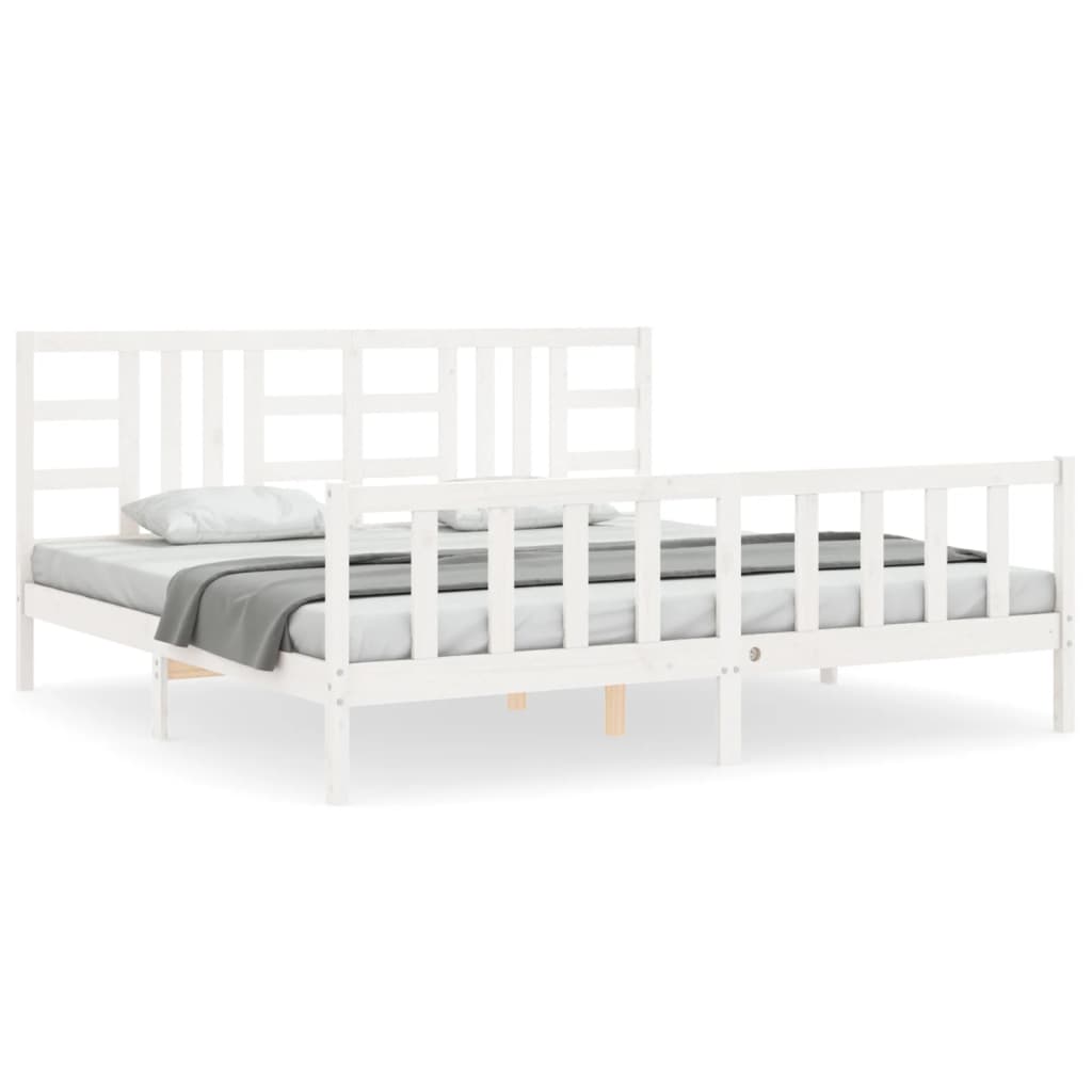 vidaXL Estructura de cama con cabecero madera maciza blanco 200x200 cm