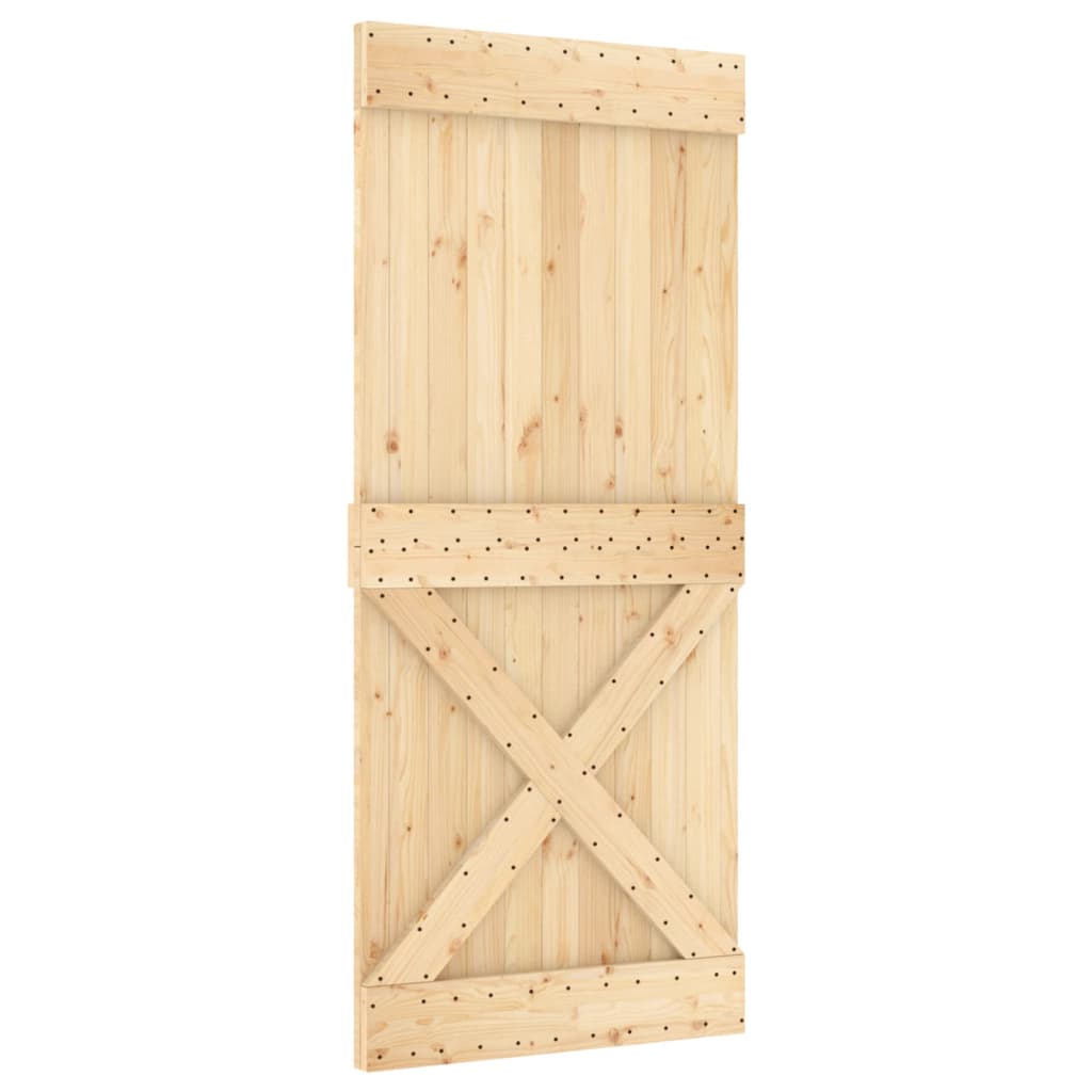 vidaXL Puerta corredera con herrajes madera maciza de pino 90x210 cm