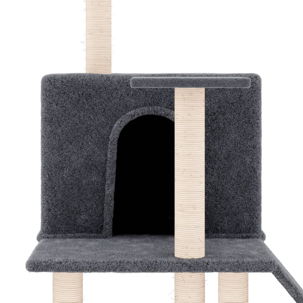 vidaXL Rascador para gatos con postes de sisal gris oscuro 109 cm