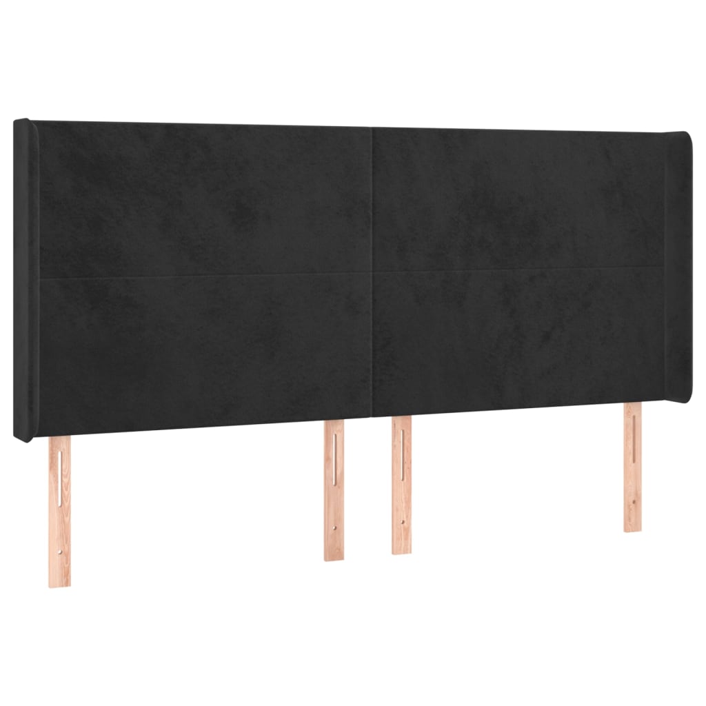 vidaXL Cama box spring colchón y LED terciopelo negro 200x200 cm