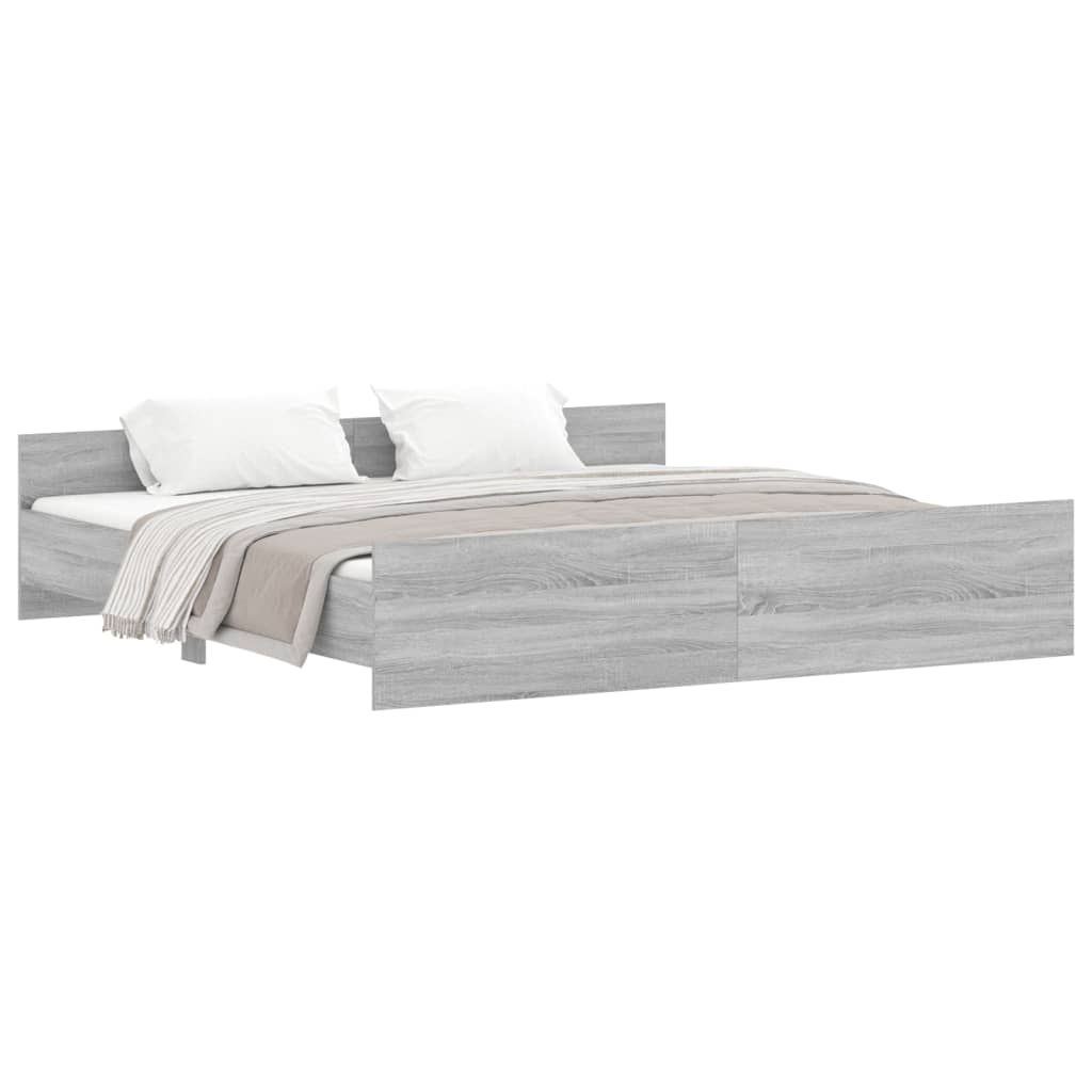 vidaXL Estructura de cama con cabecero piecero gris Sonoma 180x200 cm