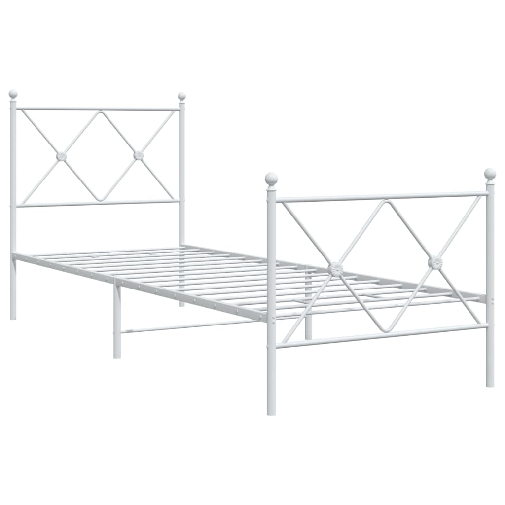 vidaXL Estructura cama sin colchón con estribo metal blanco 75x190 cm