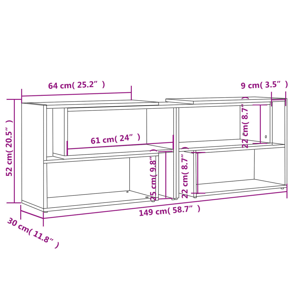 vidaXL Mueble de TV madera contrachapada roble Sonoma 149x30x52 cm