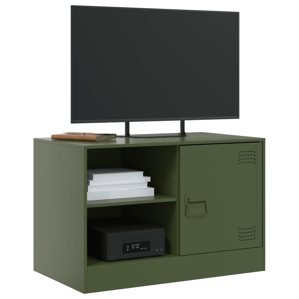 vidaXL Mueble para TV de acero verde oliva 67x39x44 cm