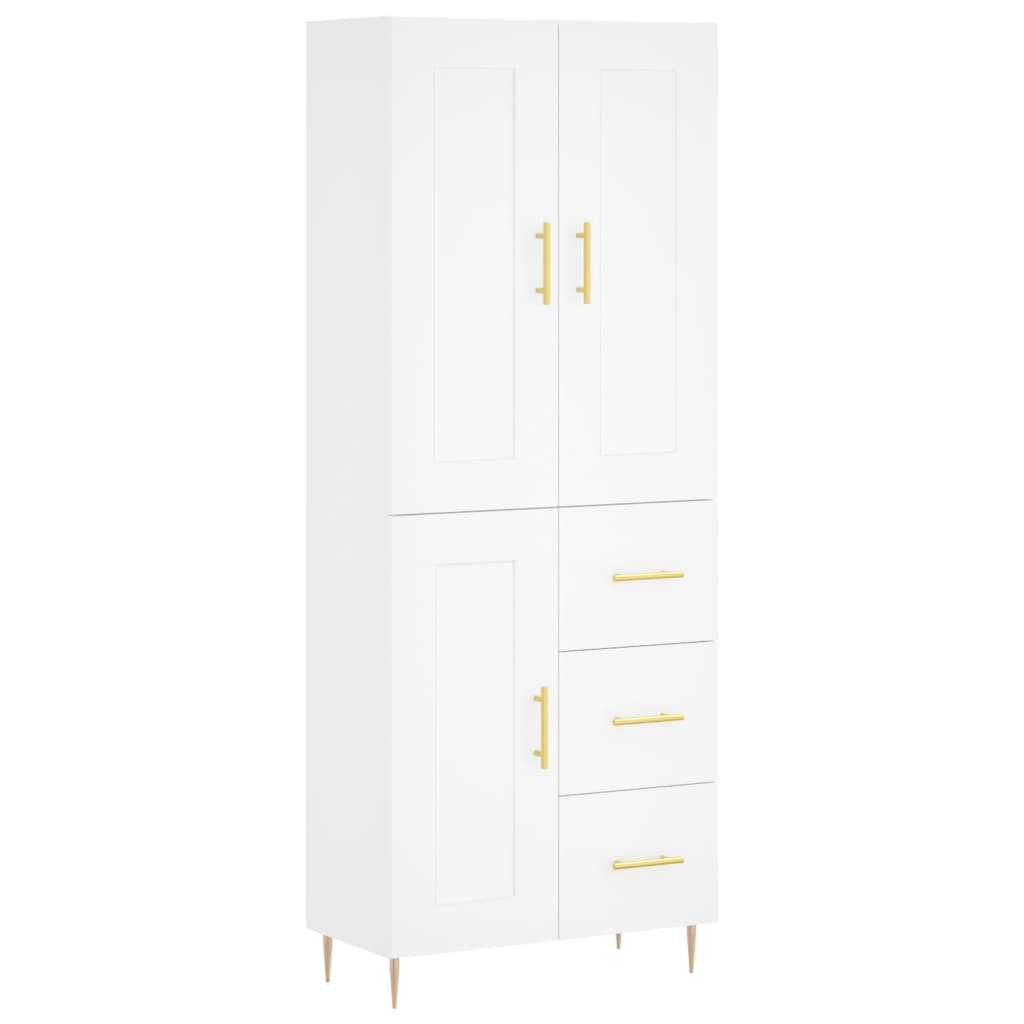 vidaXL Aparador alto madera contrachapada blanco 69,5x34x180 cm