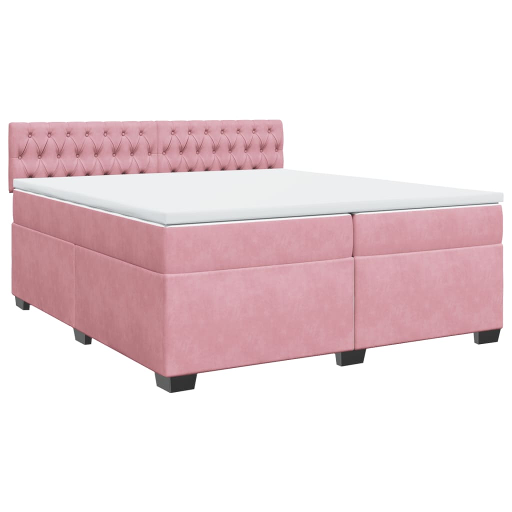 vidaXL Cama box spring con colchón terciopelo rosa 200x200 cm