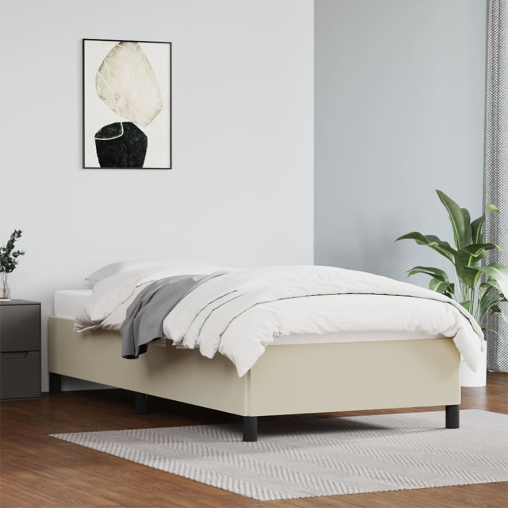 vidaXL Estructura de cama sin colchón cuero sintético crema 90x190 cm