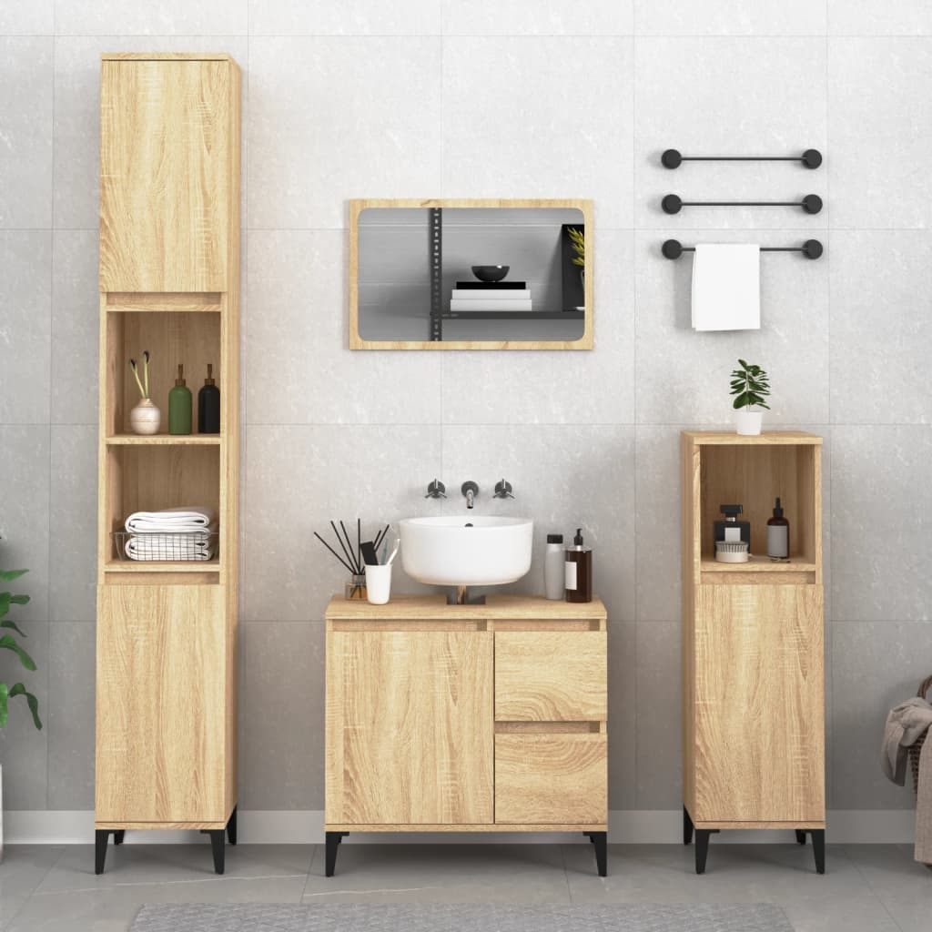 vidaXL Armario de baño madera contrachapada roble Sonoma 65x33x60 cm