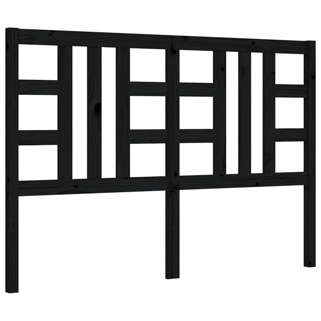 vidaXL Estructura de cama con cabecero madera maciza negro 140x190 cm