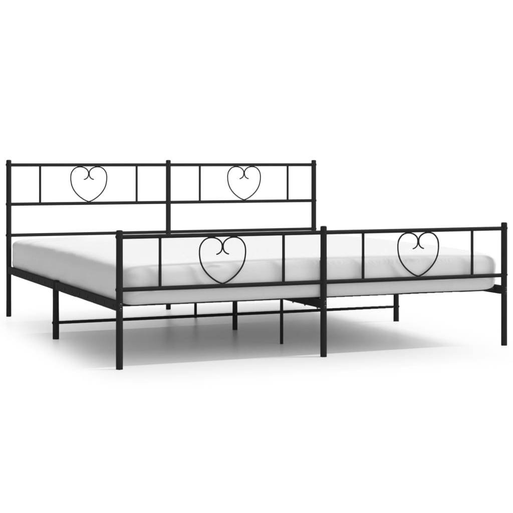 vidaXL Estructura cama sin colchón con estribo metal negro 180x200 cm