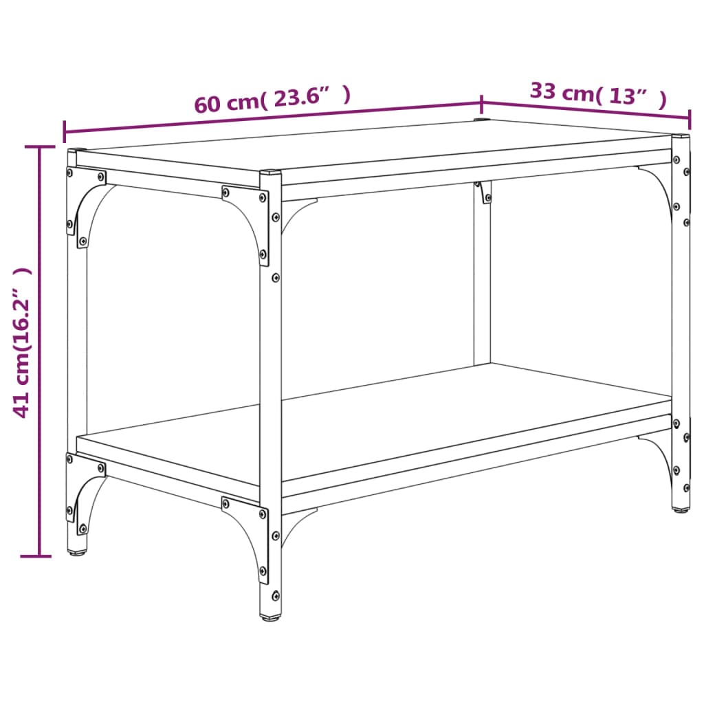 vidaXL Mueble para TV contrachapada y acero roble marrón 60x33x41 cm